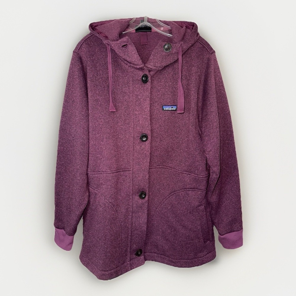 Patagonia Better Sweater Hooded Coat Women's XL Purple Buttons